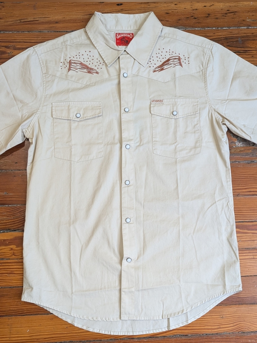 NWT Sendero Shane Smith & The Saints Red Rocks Pearl Snap Embroidered Shirt S